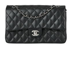 Medium Double Classic Flap, Lambskin, Black, PH8E04PG, E, DB, 2*